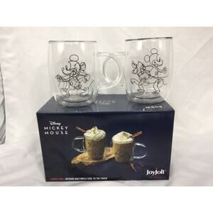 Disney Mickey Mouse Joyjolt Double Wall Espresso Coffee Glasses 400 mL/ 13.5 Oz.